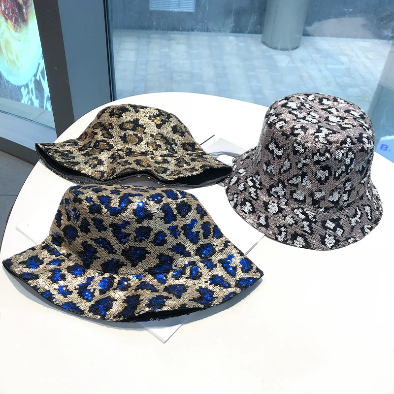 2023 new Leopard Print Bucket Hat Reversible Fisherman Hat Outdoor Travel Panama Hat Sun Cap Hats For Men and Women