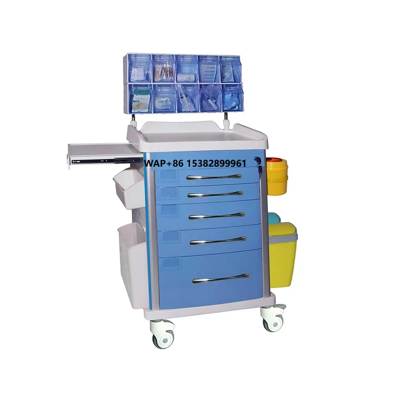 Emergency Anesthesia ABS Medical Patient Cart Hospital Treatment Care Trolley Mobile Medical Cart
