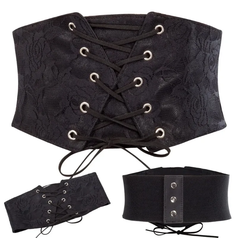 GK المرأة الرجعية مطاطا حزام بسط Cincher حزام خصر خمر السيدات مشد حزام حبل فو الجلود Cummerbunds