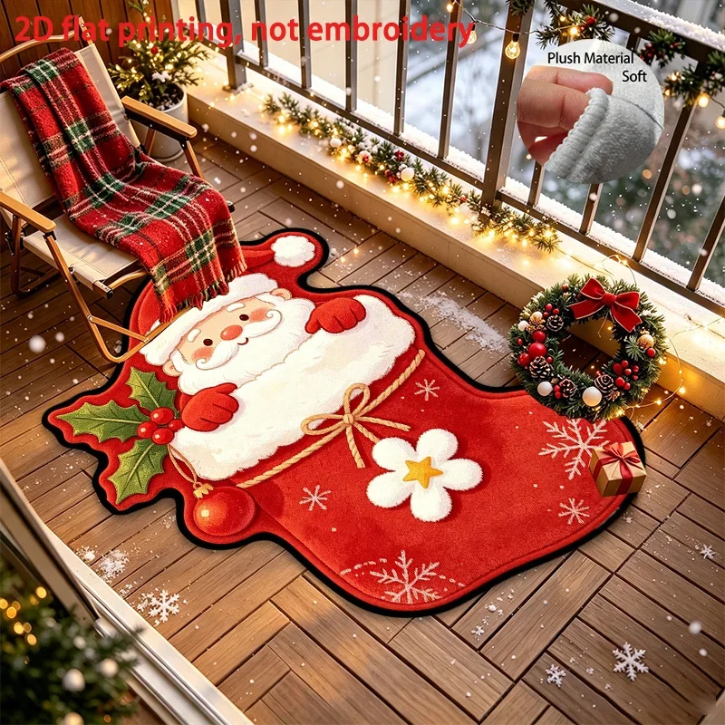 Soft Printed Star Christmas Tree Bath Mat Irregular Shape Non Slip Floor Rug Bathroom Indoor Holiday Home Decor