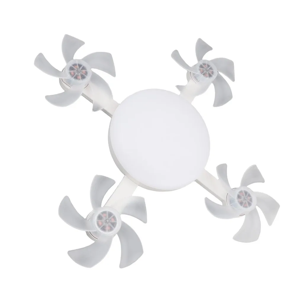 with Remote Control Ceiling Fan Light 3 Colors Lamp 3 Speeds Fan Screw in Ceiling Fan E26 E27 4 Head Hanging Fan Light Bedroom