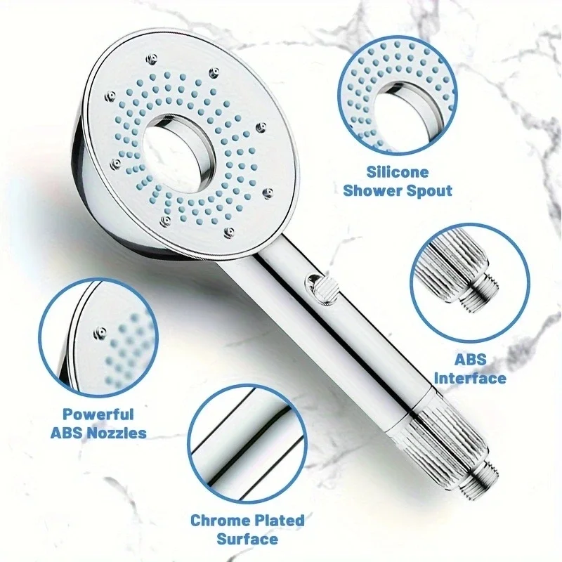 2 Mode 12cm Large Panel Shower Head Round Multi-modes Adjustable Anti-rust Electroplate High Pressure Sprayer Bathroom Accessory
