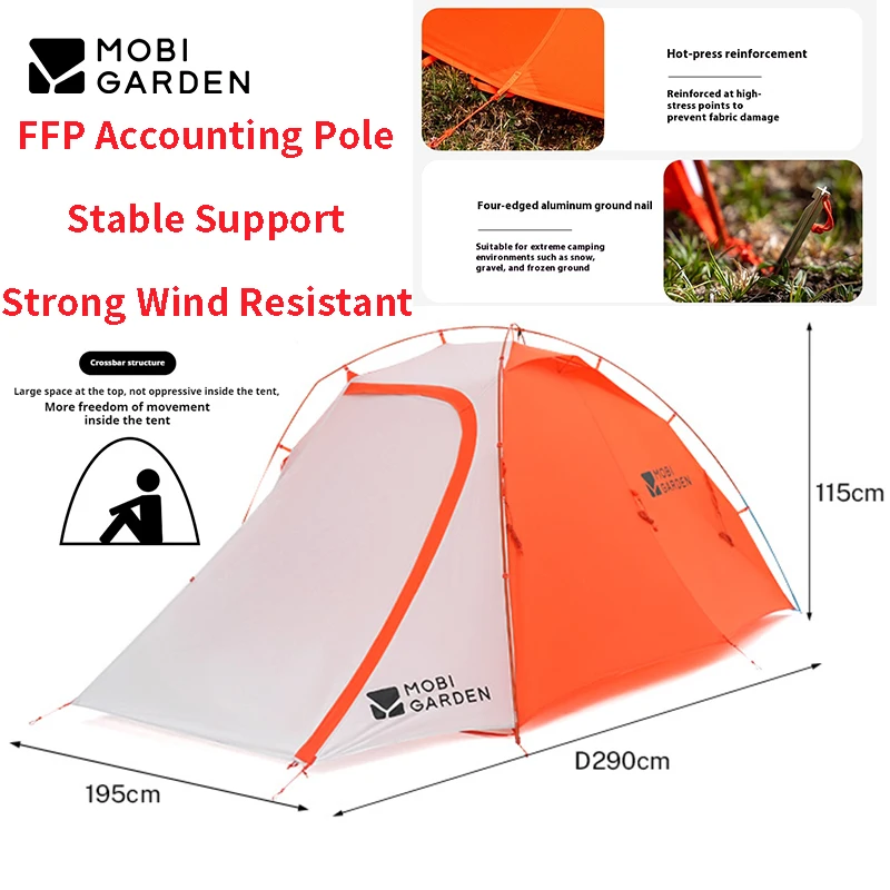 MOBI GARDEN UL XT2 N40 EXO جناح الرياح على ارتفاعات عالية خيمة للتنزه سيرًا على الأقدام تكنولوجيا البناء السريع FFP ألومنيوم خفيف للغاية Pol جبل بارد