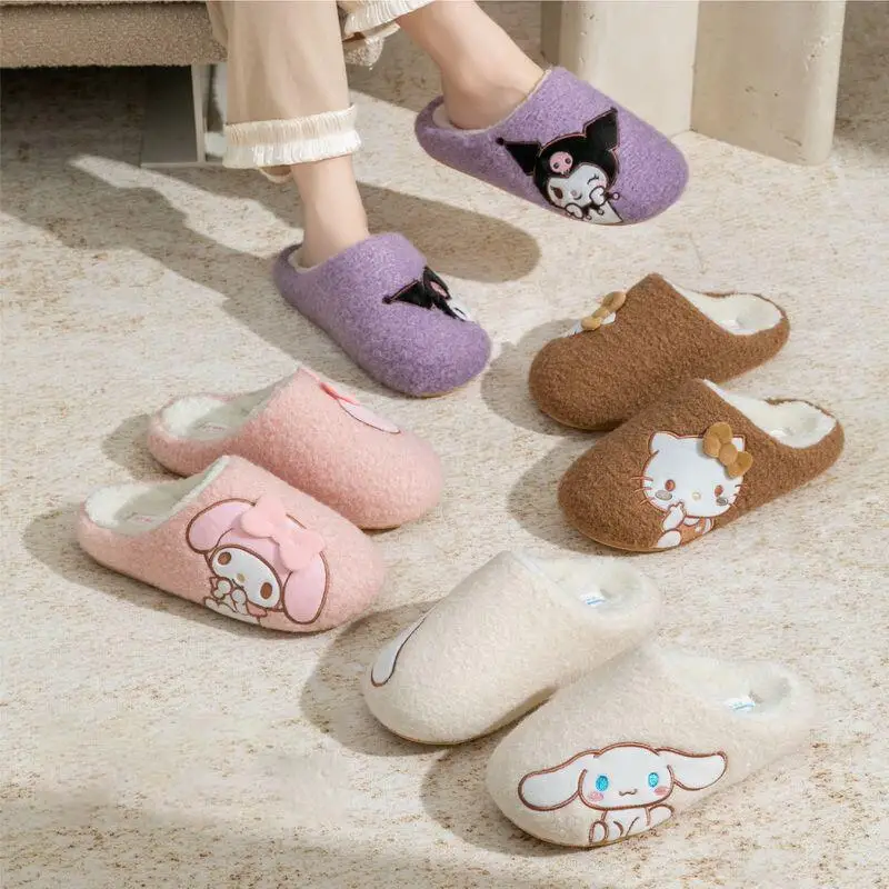 

Sanrio Hello Kitty Cotton Slippers Girl Winter Indoor Keep Warm Comfortable Kawaii Anime Cartoon Fashion New Casual House Shoes