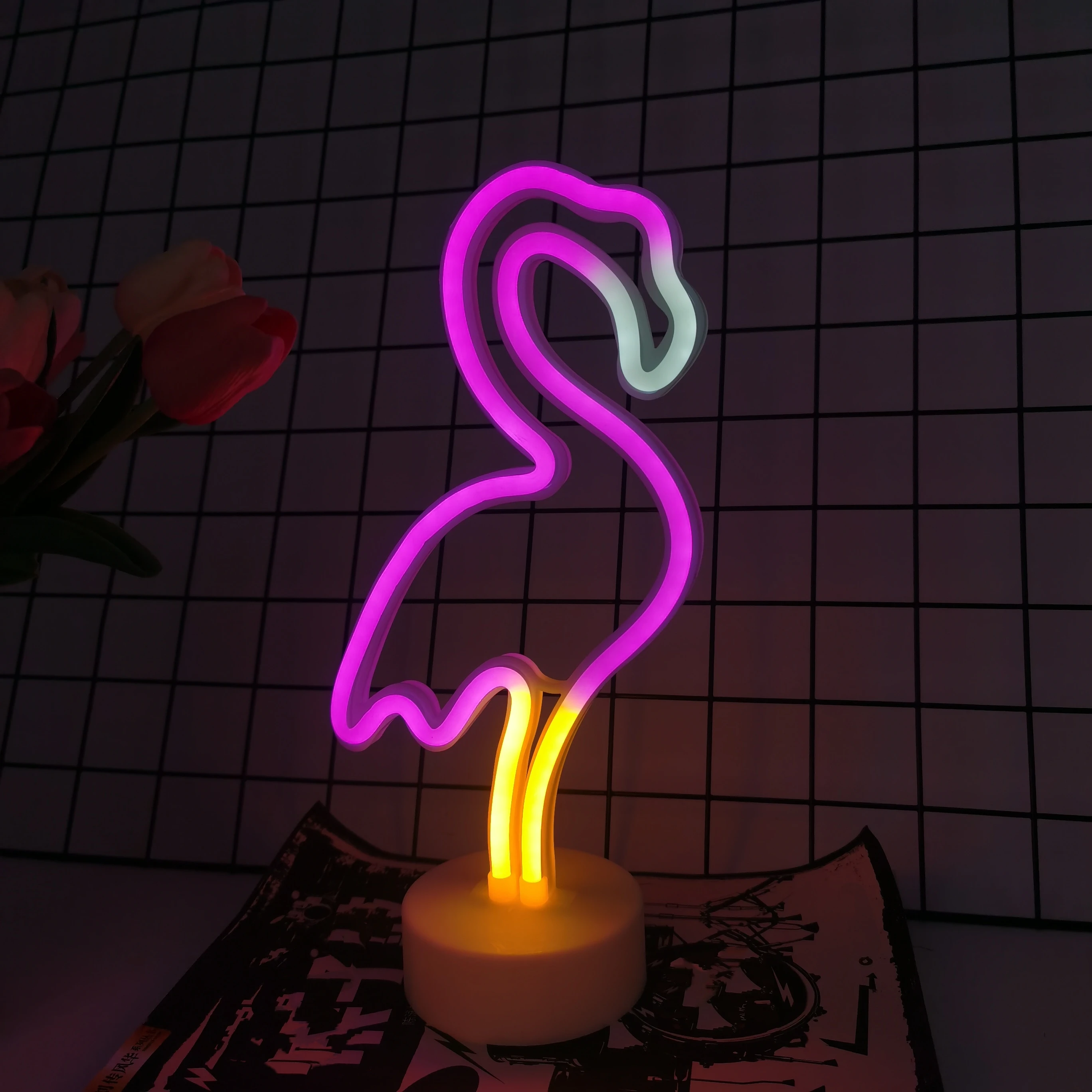 Flamingo neon lights, USB or battery powered, bedroom, birthday party, wedding, Valentine\'s Day, garden, home decoration light