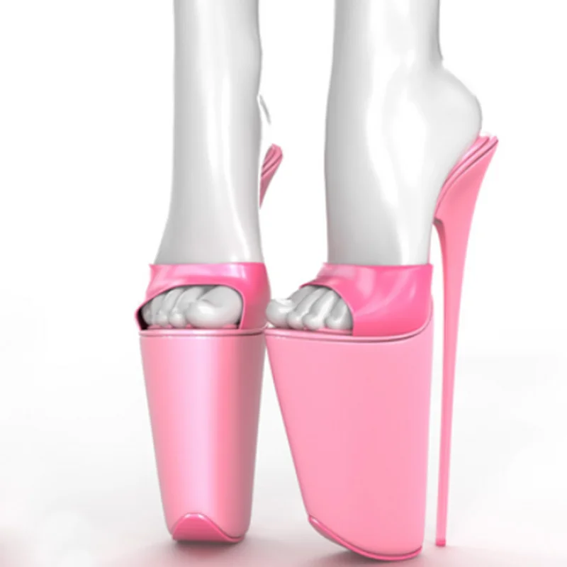 

Pink Slip On Platform Cut Out Sandals Thin High Heel Sexy Fashionable Cool Summer Casual Big Size Woman Shoes Zapatillas Mujer