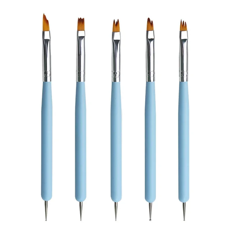 5 قطعة/المجموعة مزدوجة رئيس مسمار الفن فرش بطانة الرسم نحت التنقيط القلم الفرنسية نصائح مانيكير أدوات الرسم #2