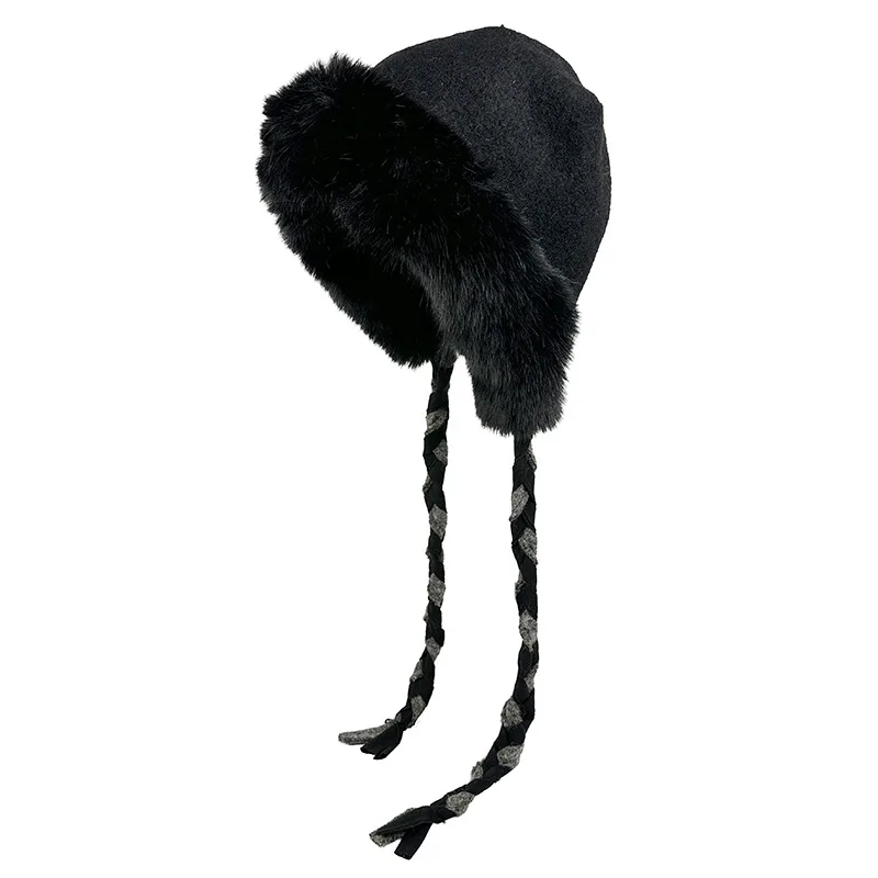 قبعات محبوكة دافئة سميكة جديدة للخريف والشتاء للنساء مضادة للبرد لحماية الأذن Skullies Beanies #3