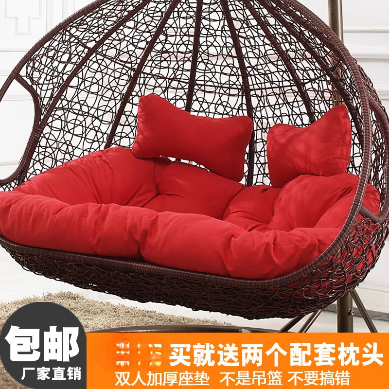 Double-layer thickened hanging blue seat cushion swing bird's nest seat cushion cradle rattan chair