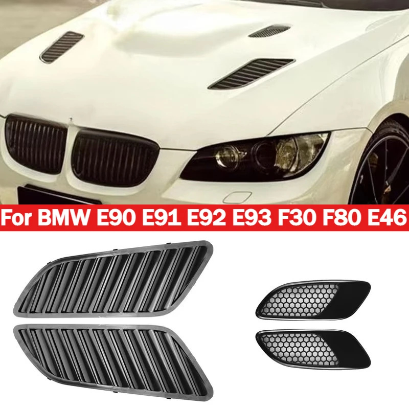 For BMW E90 E91 E92 E93 F30 F80 E46 M3 Air Intake Cover Glossy Black Engine Hood Vent Louvers Air Scoop Bonnet Vent Cover Parts