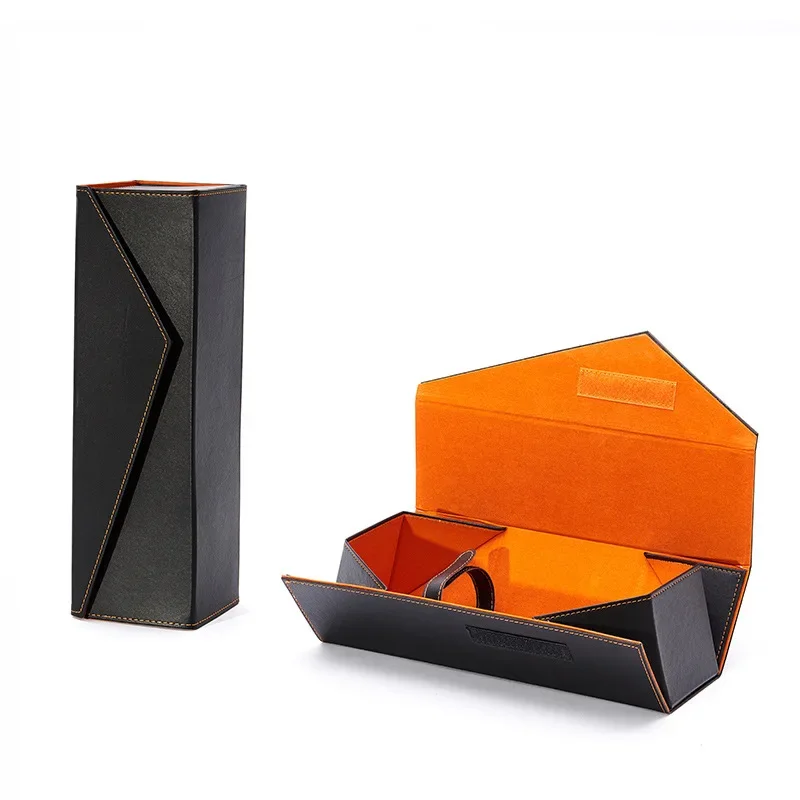 Red Wine PU Leather Box Single Bottle Wine Glass Packaging CarryingHolder Simplicity Gift Storage Case Business Presentation Box