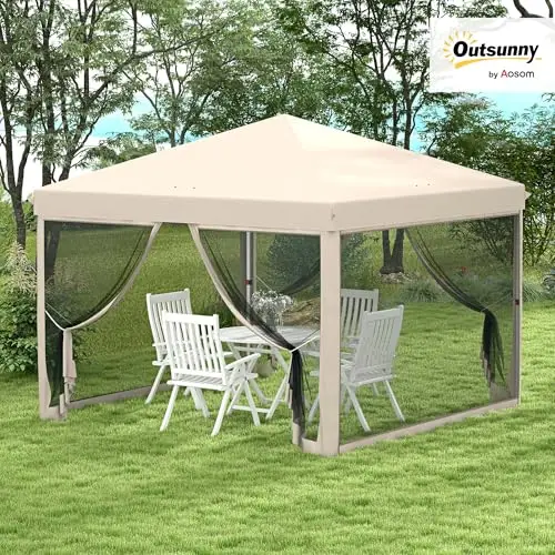 210D Oxford 10' x 10' Pop Up Canopy Tent with Netting, Instant | Screen Room House, Tents for Parties, Height