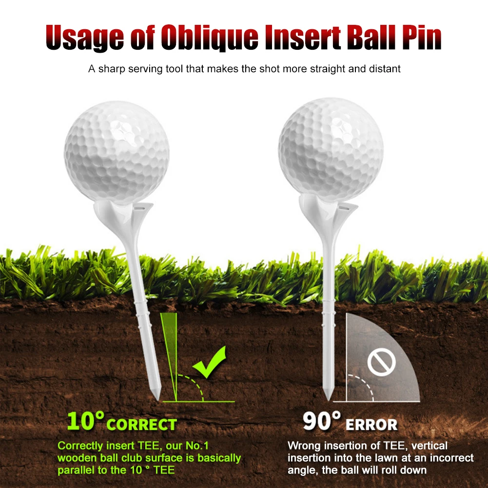 20pcs Golf Nail Ball Tee Support 10 Degree Oblique Insertion Golf Ball Training Nails No-resistance for Golfer Practice Supplies