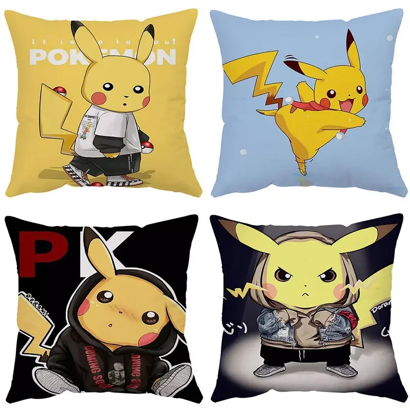 Disney Cute Cartoon Pikachu  Pillow Cover Cushion Bed Nap Pillow Doll Doll Hold Cushion Cover