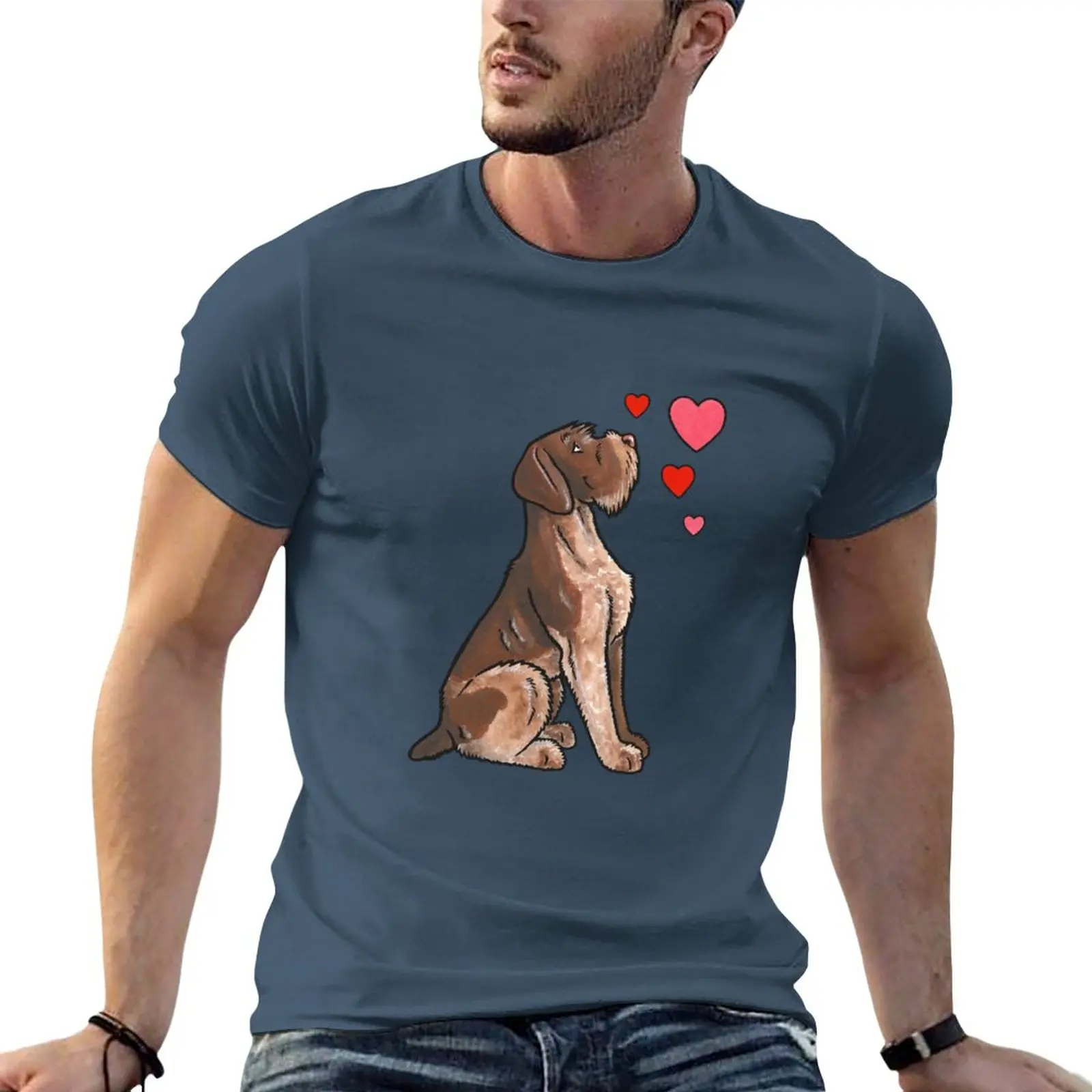 German Wirehaired Pointer love T-Shirt Oversized t-shirt Aesthetic clothing funny t shirts black t shirts for men