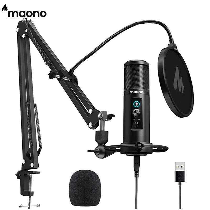 

MAONO PM422 USB Cardioid Condenser Microphone All Metal Built USB Cable Zero Latency Monitoring 192KHZ/24BIT Touch Mute Button