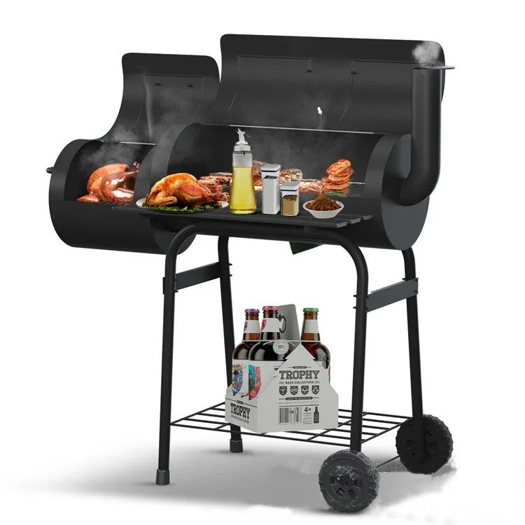 smoker pellet grill american style smoker bbq charcoal grill with offset side smoker box