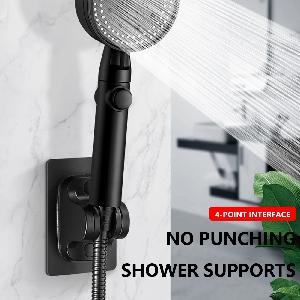 Useful Adjustable Polished Self-adhesive Handheld Suction Up Drill-free Shower Head Holder Showerhead Rack Punch-free Adjustable