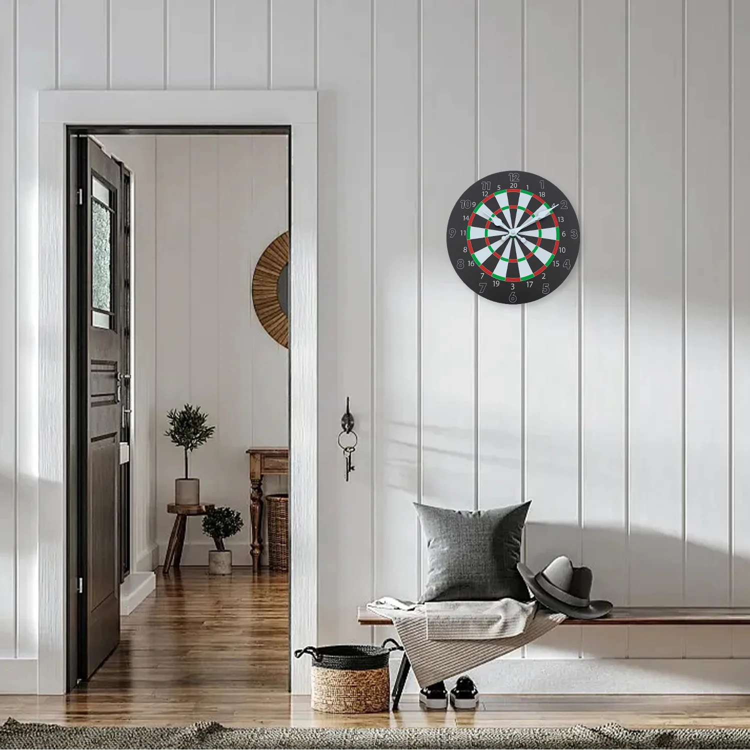 Personalized Dart Target Pattern Wooden Wall Clock for Living Room, Bedroom, Kitchen, Home Decoration, Silent Quartz Clock, Holiday Gift, 10 Inches,