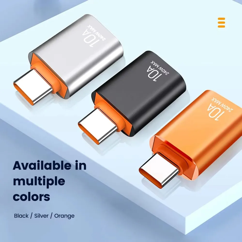 3PCS 10A USB-A To Type-C OTG Adapter For iPhone 15 16 17 18 Duo Samsung Xiaomi POCO Huawei Fast Charging Data Transfer Converter