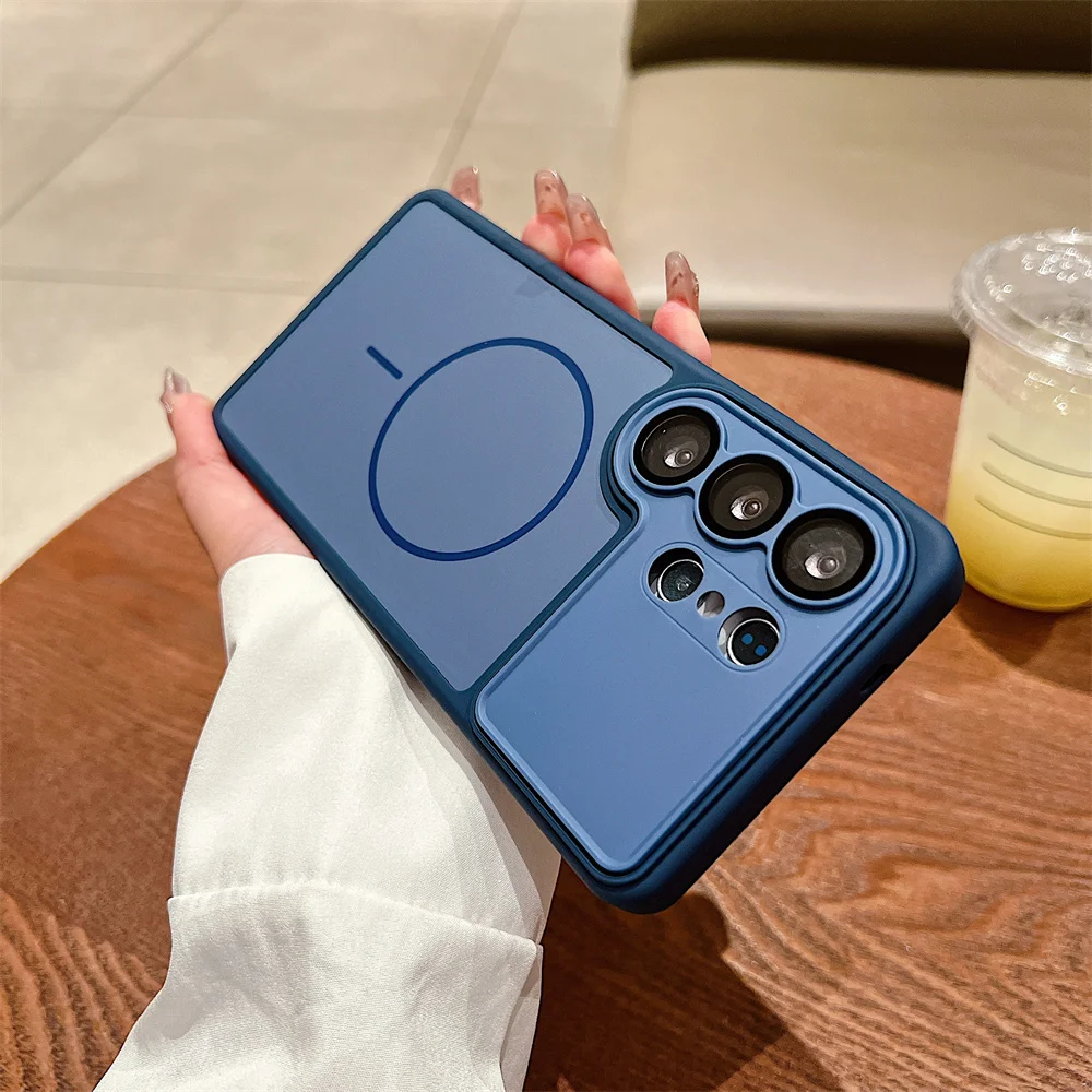 Luxury For Magsafe Plain Matte Phone Case for Samsung S26 Ultra S26 Plus S26Ultra S26Plus Full Lens Protector Frosted Back Cover