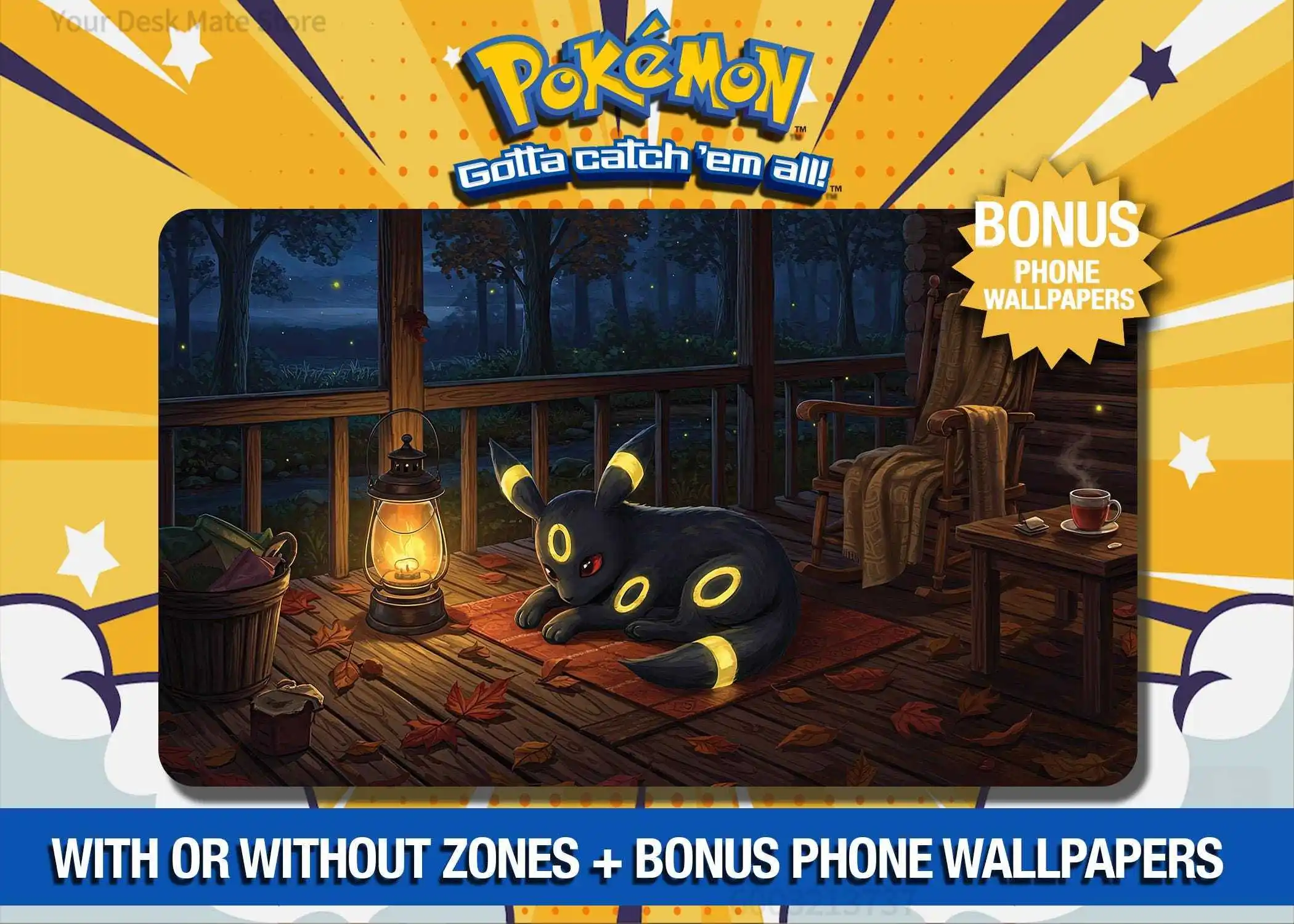 Umbreon Cozy Evening TCG Playmat Waterproof Non-slip Gaming Mat