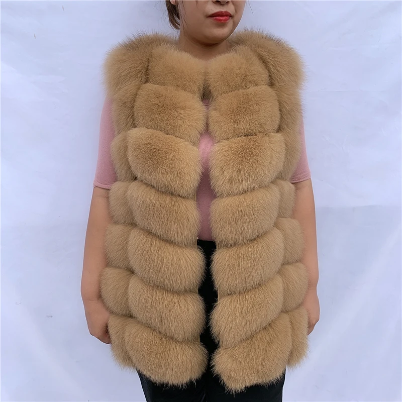 Gilet di pelliccia di volpe naturale cappotto autunnale invernale da donna gilet caldo realizzato in pelliccia naturale gilet di pelliccia reale gilet di pelliccia genuina pelliccia di pelliccia