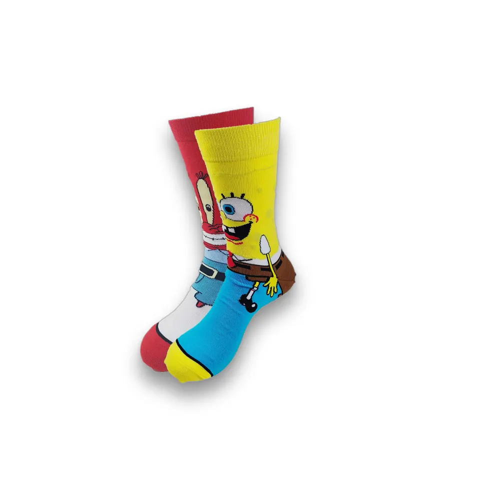

A Pair of Autumn and Winter Cartoon Animal Men and Women's Socks Yellow Blue Red Orange Tube Senior Sewing Crew