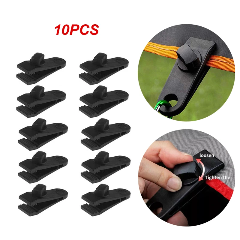 

10Pcs Reusable Tent Tarp Tarpaulin Clips Clamps Buckle Camping Tarp Clips Tool Heavy Duty Awning Bungee Cord Car Tighten