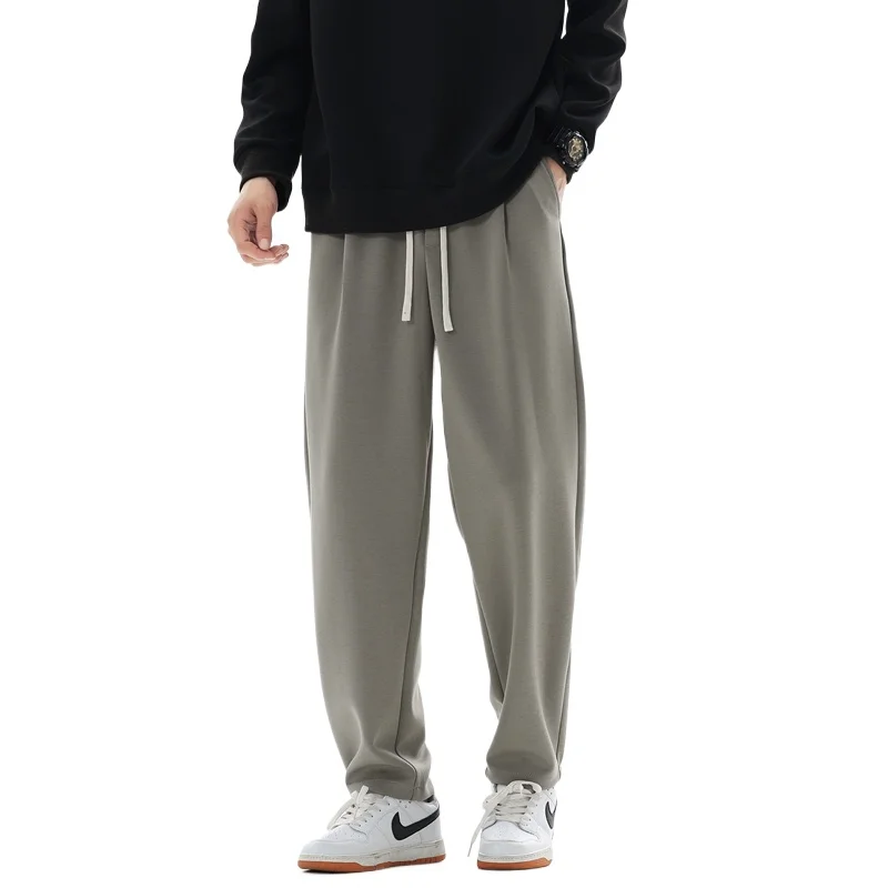 

Мужские модные брюки - всесезонные однотонные брюки-харем из смесового хлопка с эластичным поясом, универсальный минималистичный стиль для повседневной носки