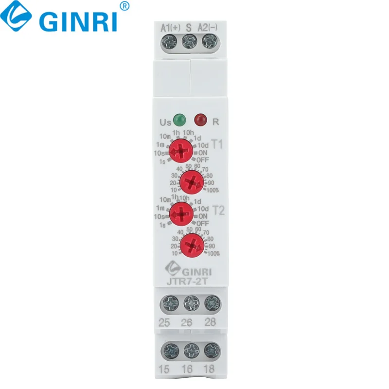 GINRI 16A 220V JTR7-2T  Double Delay Modular Time Relay  Electronic Time Switch