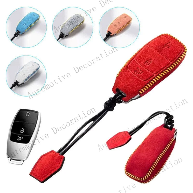 Z+ Suede Leather Car Key Fob Case Cover For Mercedes Benz GLA GLB GLC A B C E S G