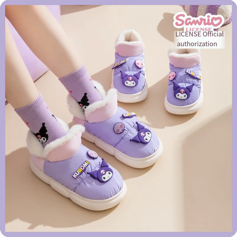 Cinnamoroll Kuromi Hello Kittys Cotton Shoes Sanrios Cute Cartoon Kawaii Anime Down Cloth Child Include Heel Winter Girl Gift