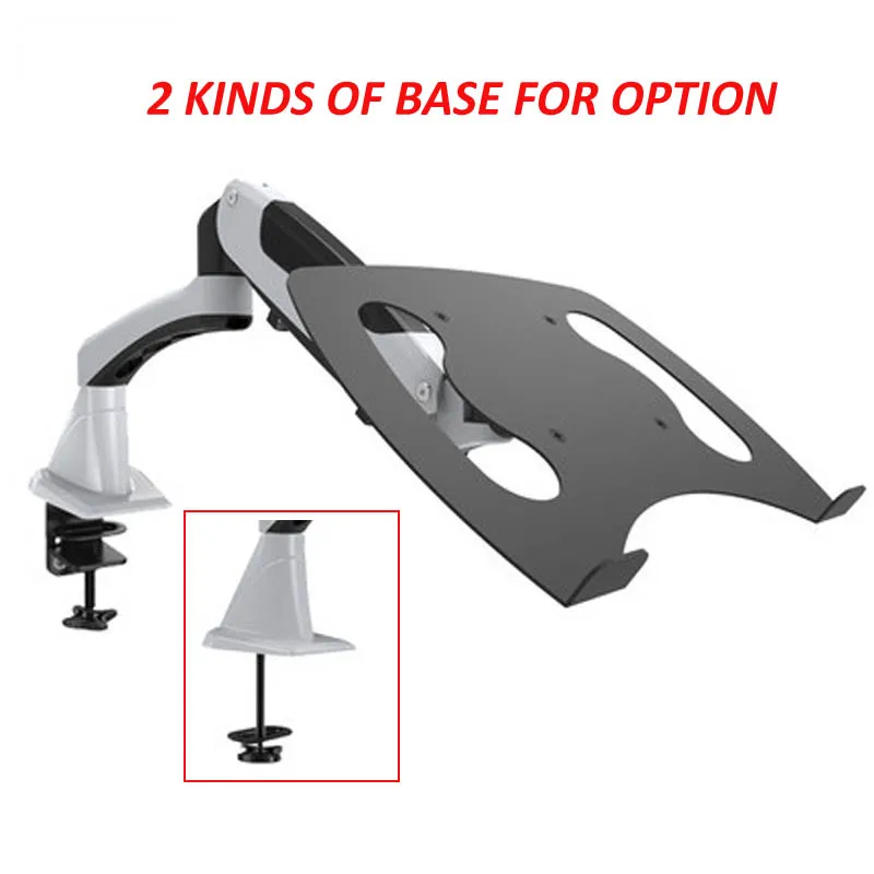 tilt full motion aluminum air press gas spring dual arm lcd desktop Mount swivel monitor table stand clamp with notebook tray