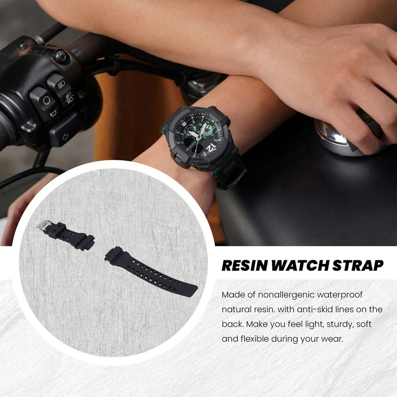 حزام ساعة بديل من الراتنج الطبيعي من BAADE، لـ G-Shock GD120/GA-100/GA-110/GA-100C (أسود)