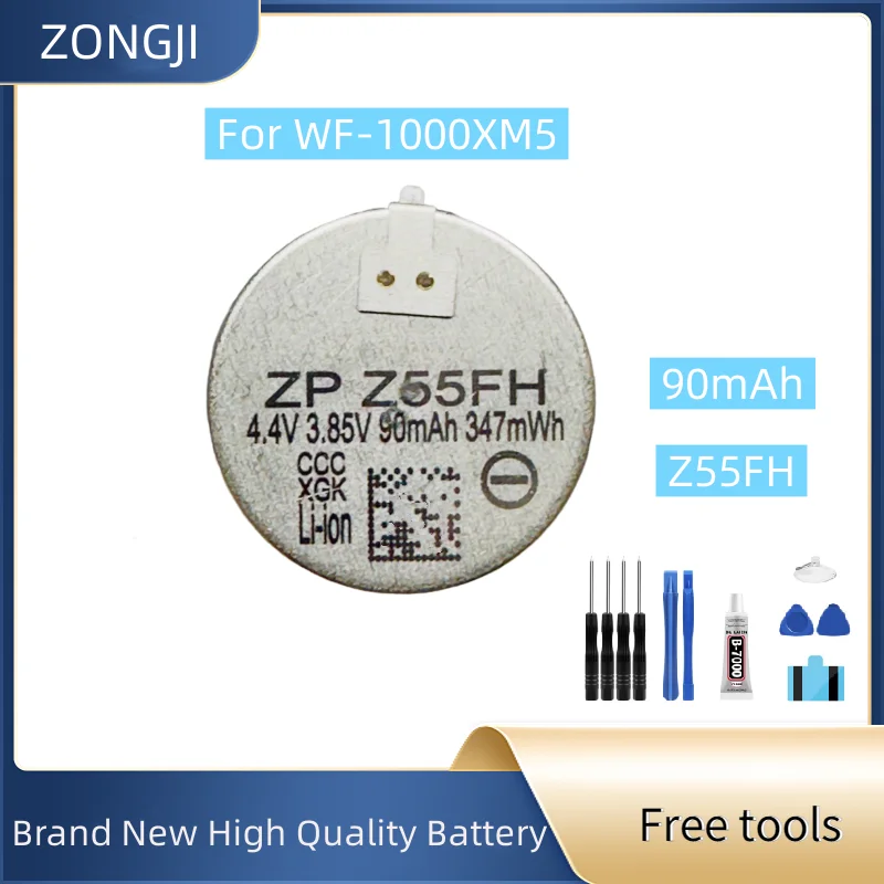 

Новый аккумулятор Z55FH, аккумулятор высокой емкости 90 мАч для WF-1000XM5 1000 XM5, аккумулятор для наушников, аккумулятор + бесплатные инструменты