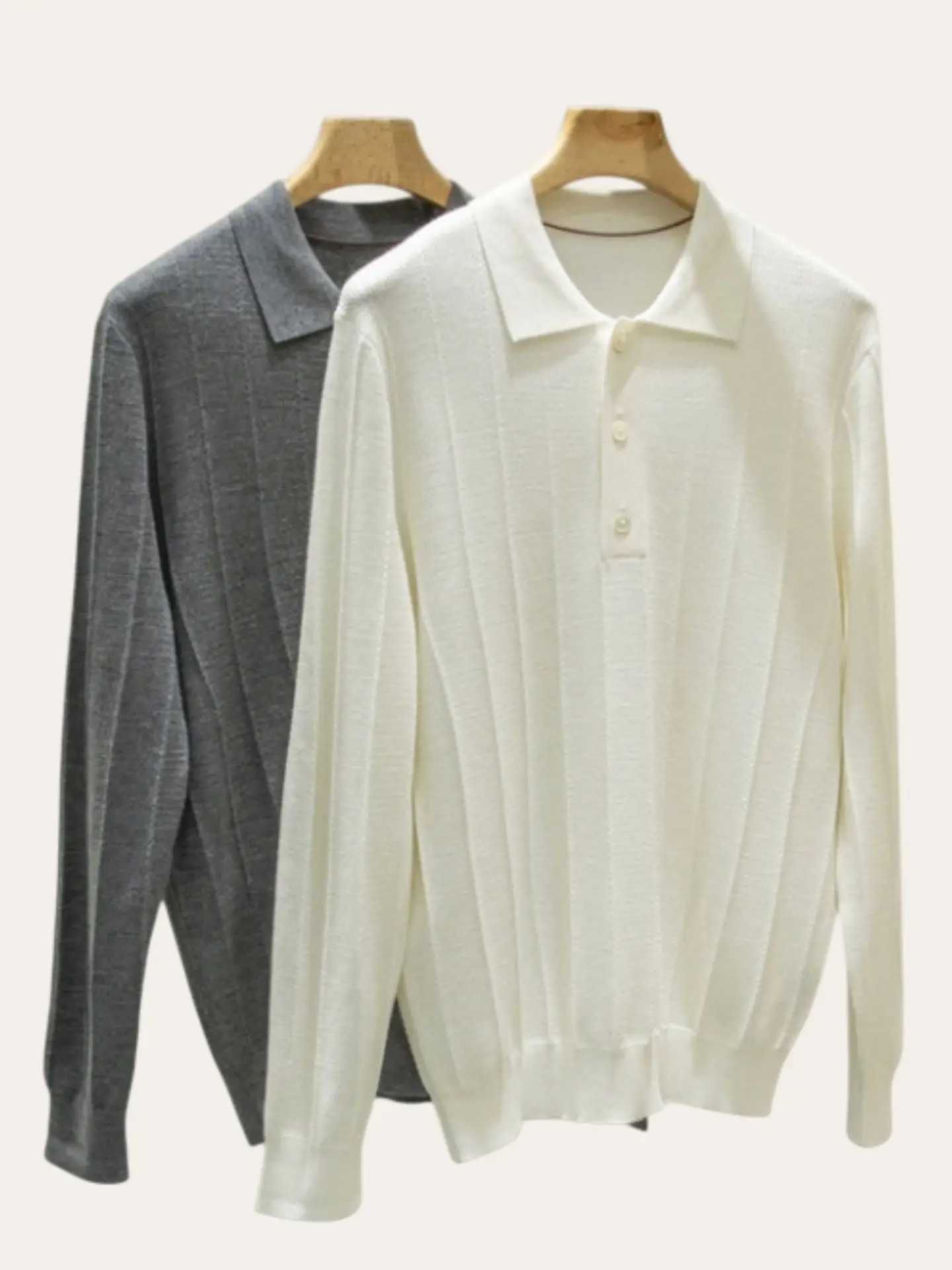 

Ультратонкий трикотаж из мериносовой шерсти, повседневный мужской свитер с воротником, LP Edition, ранняя осень, новый свободный крой, деловой повседневный свитер