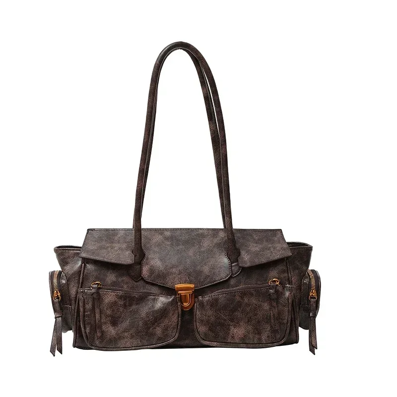 

Light Luxury PU Large Capacity Underarm Shoulder Bag 2026 New Sweet Single Crossbody Bag Hundred Multiple Pockets Motorcycle Bag