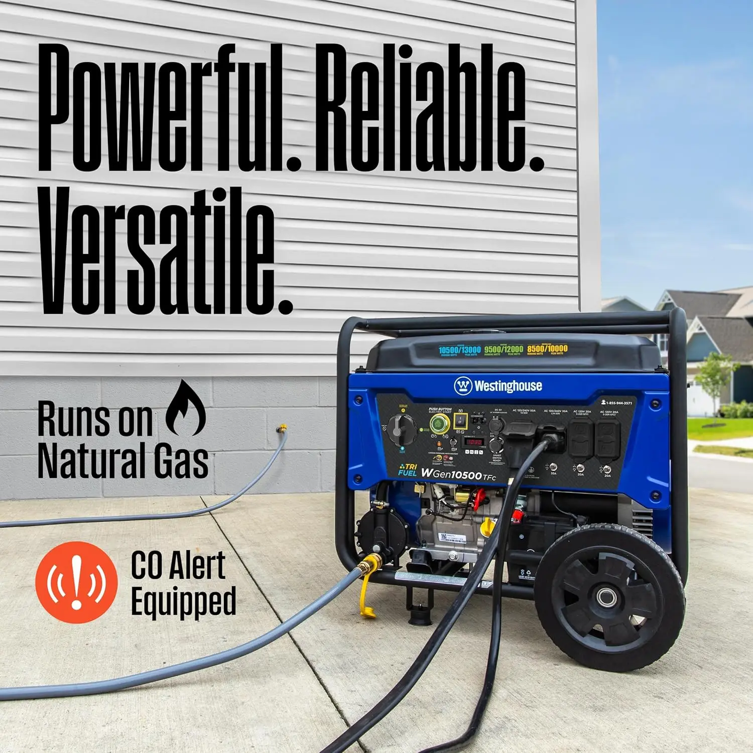 

13500 Peak Watt Tri-Fuel Home Backup Portable Generator, Remote Electric Start, Transfer Switch Ready Natural Gas Powered