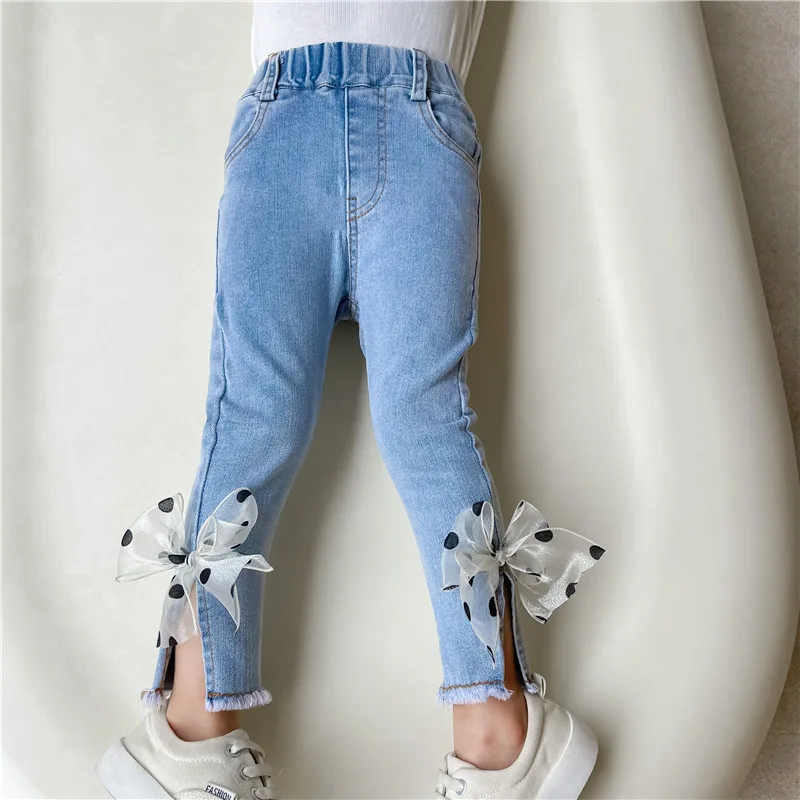 IENENS Kids Baby Girls Casual Clothes Jeans Trousers Toddler Infant Denim Clothing Pants Children Bottoms 1 2 3 4 5 6 7 Years