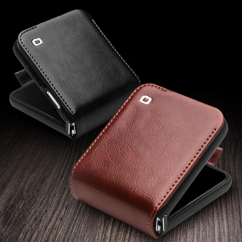 QIALINO 100% Natural Genuine Leather Case for Samsung Galaxy Z Flip5 5G Premium Cowhide Wallet Cover for Samsung Z Flip 5 Case