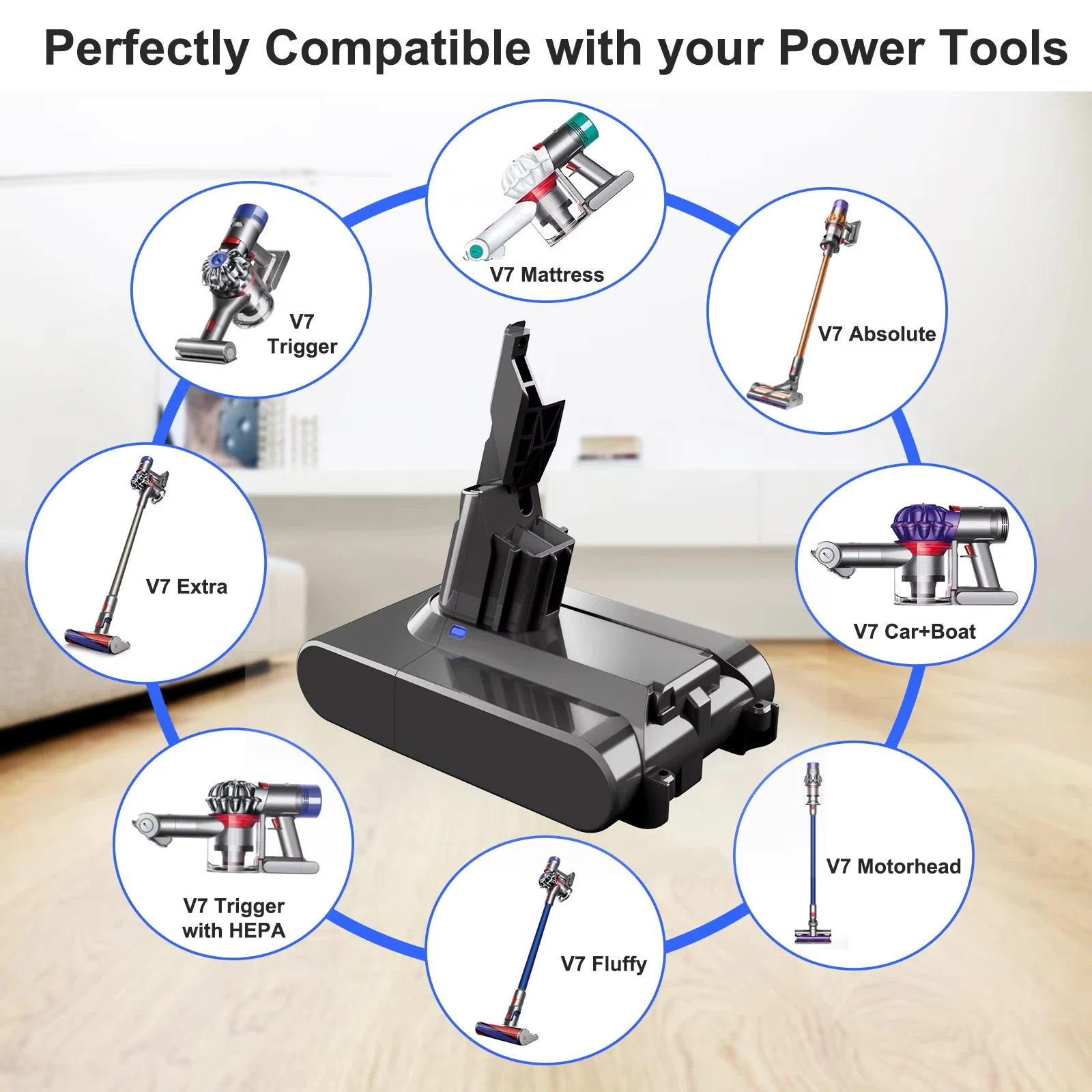 For Dyson V7 Rechargeable Battery Adapter 21700 Replacement 6.0ah For Dyson V7 Animal V7 Motorhead Vacuum Cleaner Power Tools