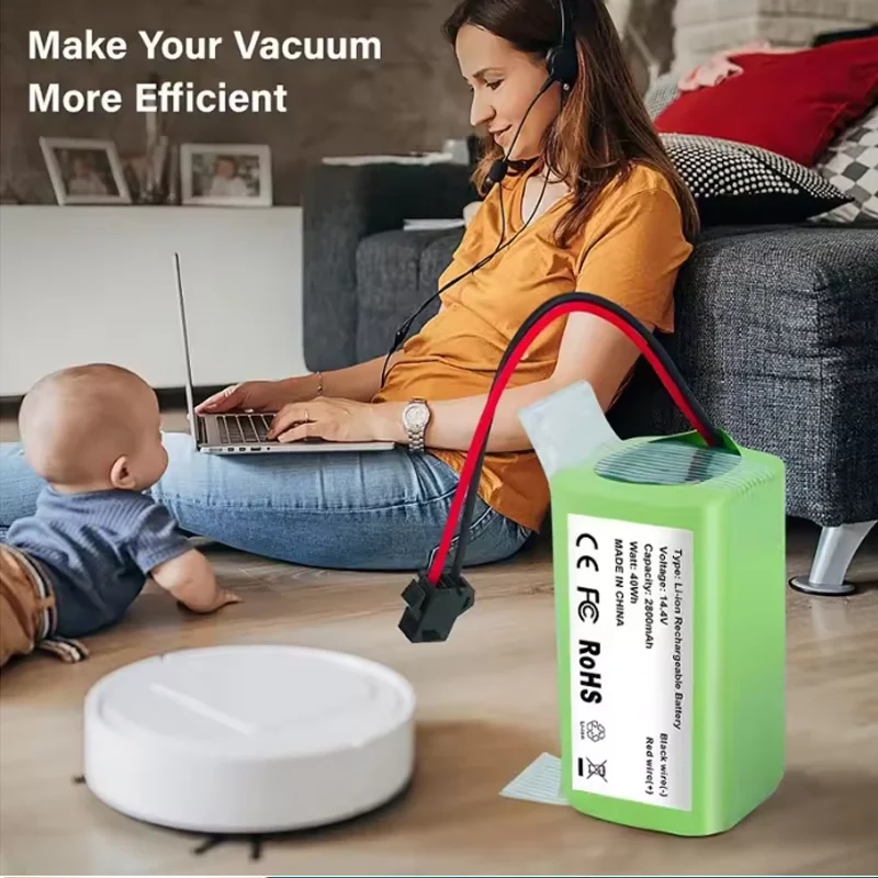 

14.4V 2600mAh Li-ion Battery for Conga Excellence 990 1090 1790 1990 Ecovacs Deebot N79 N79S DN622, Eufy Robovac 30 35C