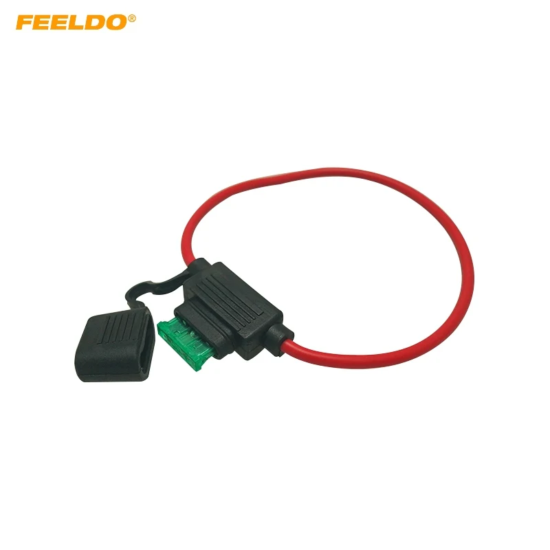 

FEELDO Waterproof Car Auto Blade Type InLine Fuse Holder Case Replacement 5A/30A Fuses 16AWG Wire Cutoff Switch Socket