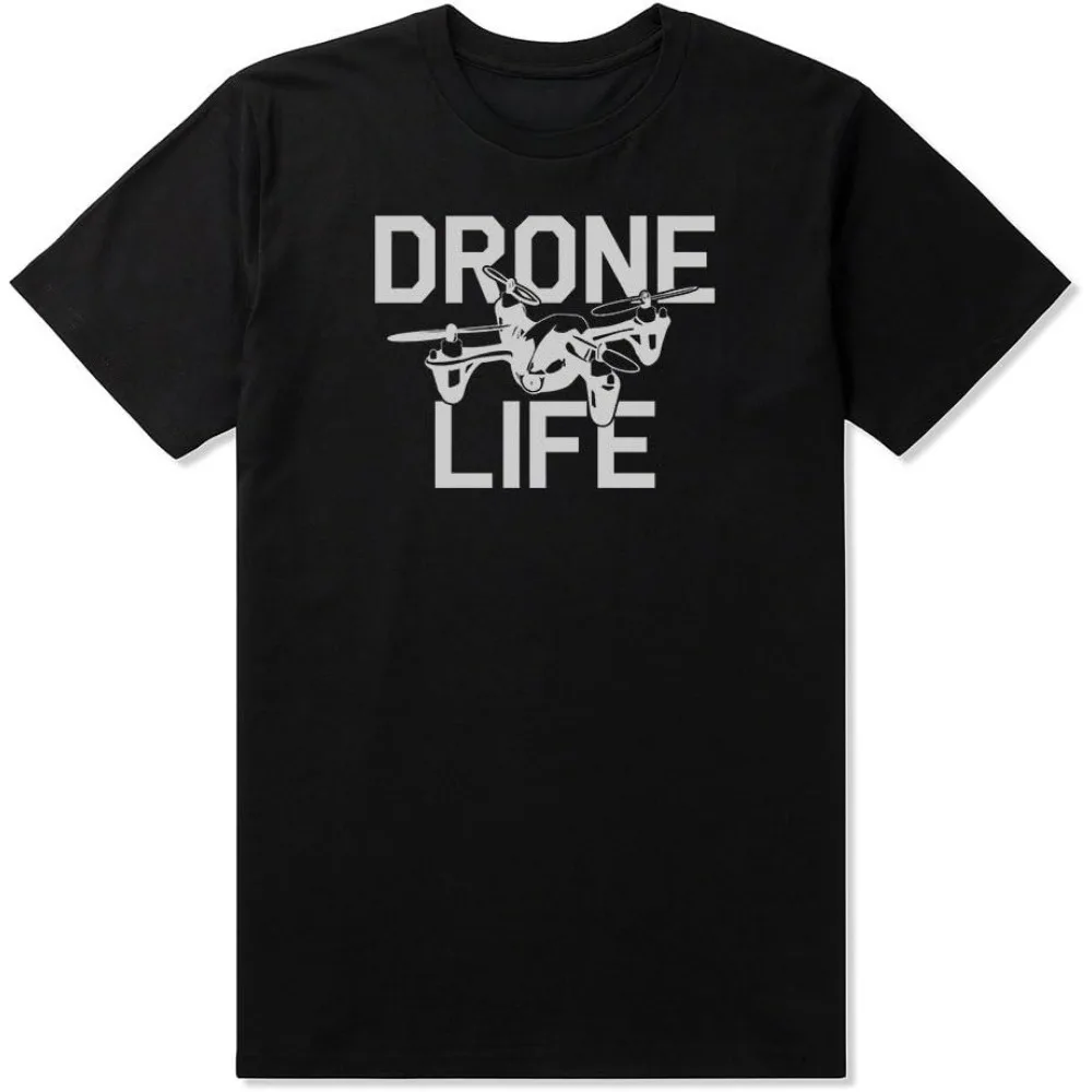 Drone Life Quadcopter Pilot Flying Geek Tee Funny Mens T-Shirt Drone Enthusiast Gite Tops Oversized O-neck T Shirt