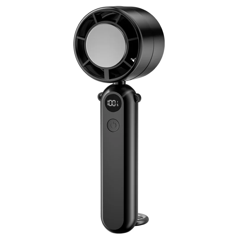 Turbo Mini Wearable Handheld Fan USB Rechargeable 2000mAh Battery Digital Display Portable Foldable Carabiner Plastic English