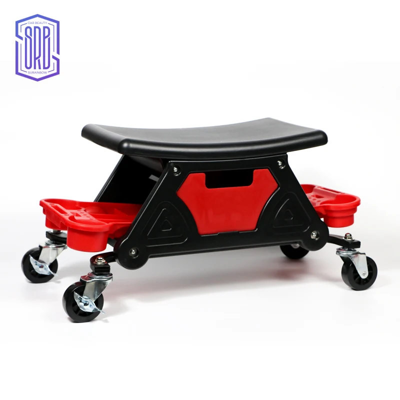 Mechanic Stool 300 LBS Capacity Garage Stool Gift for Men, Heavy Duty Rolling Mechanics Seat, with Three Slide Out Tool Trays