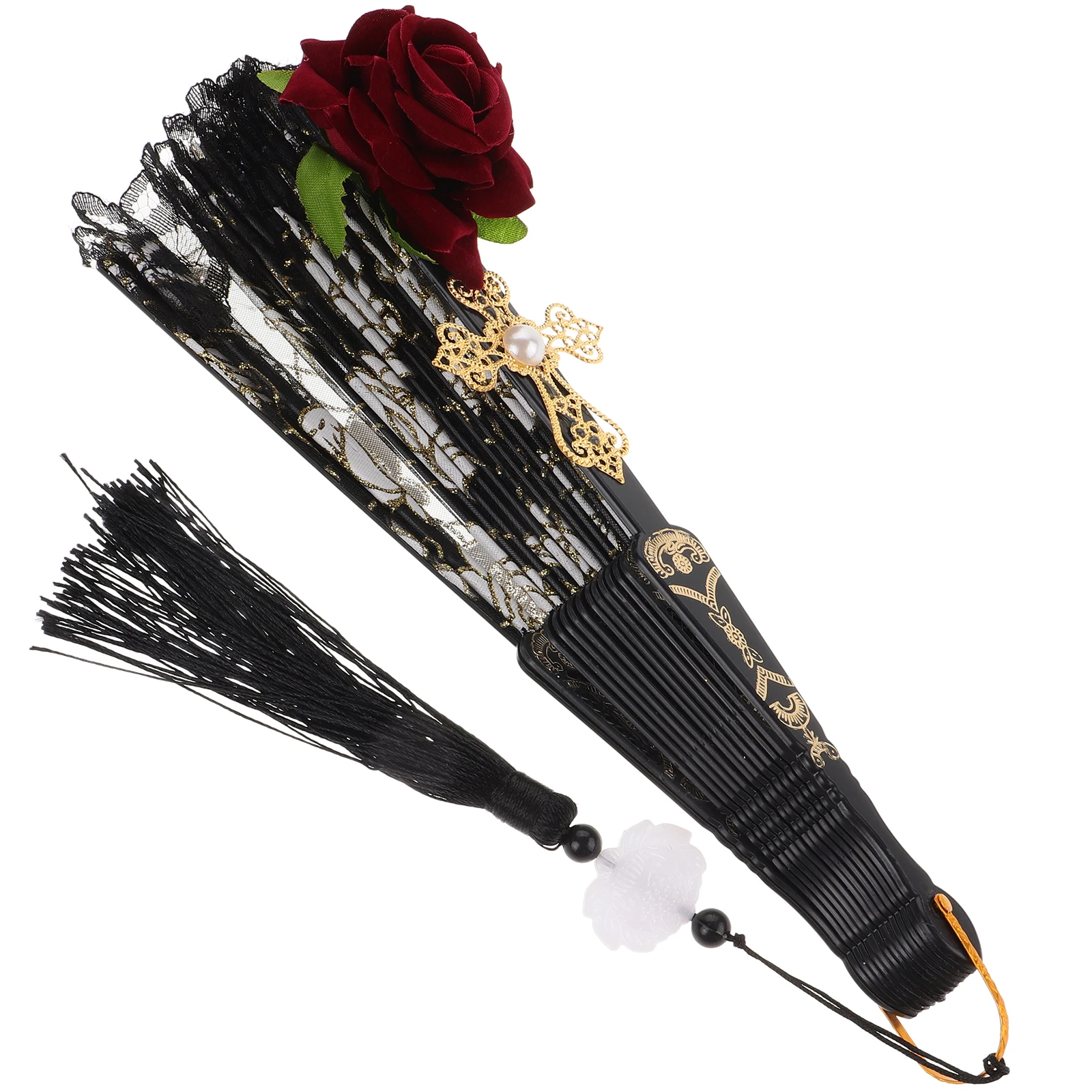 

Lace Folding Fan Portable Handheld Summer Accessory for Women Festival Dance Performance Decorative