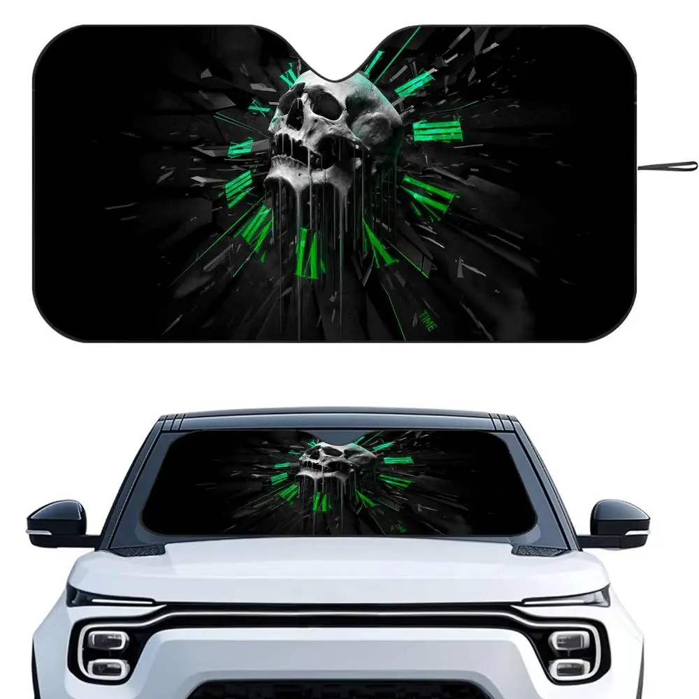 

Abstract Skull Sun Visor Reusable Aluminum Foil UV Protector Heat Five-Layer Insulation Windshield Sunshades