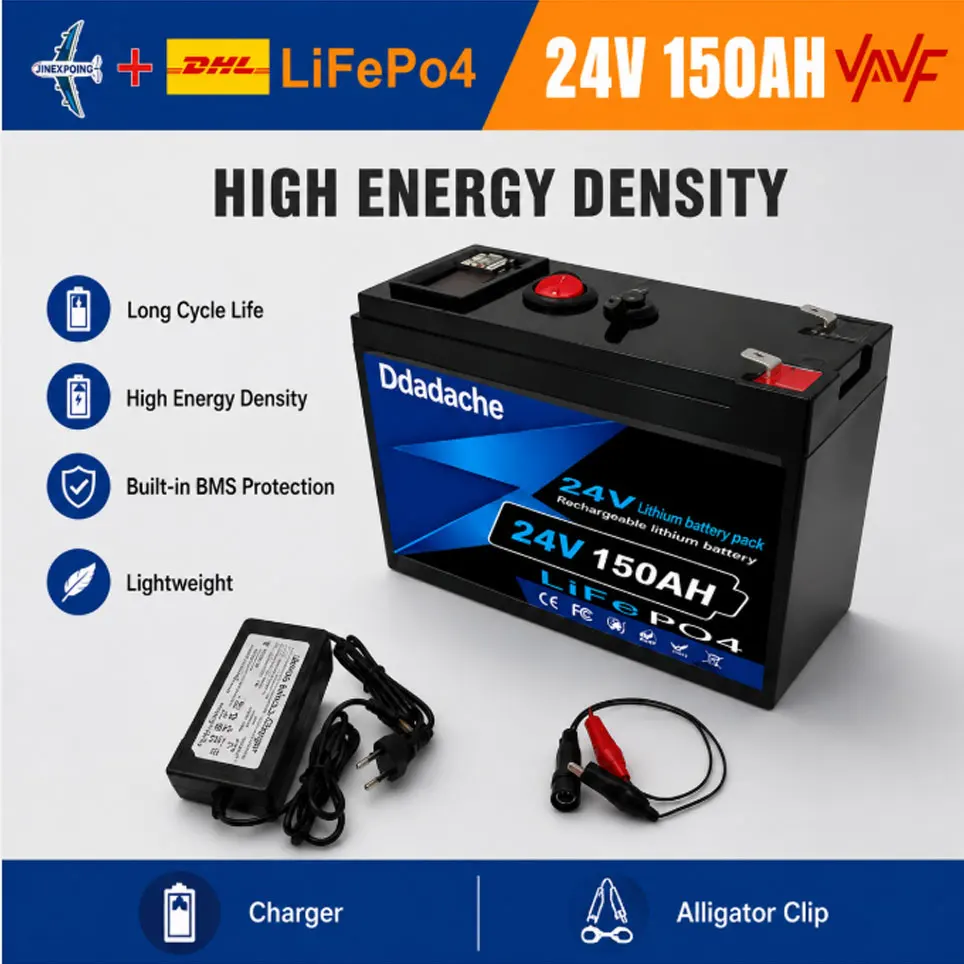 24V 150Ah Lithium-Solarbatterie mit integriertem BMS, EU-Lieferung, für Solarsysteme, Wohnmobile, Boote, Hütten und netzunabhängige Stromversorgung